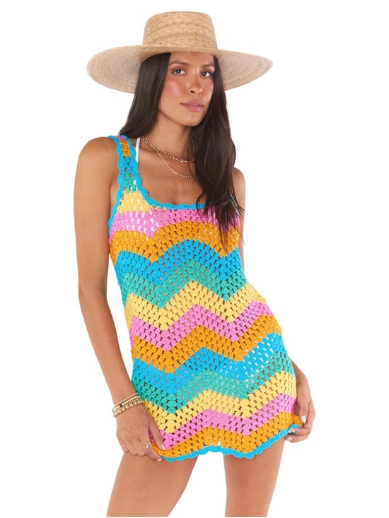 Show Me Your MuMu Dresses & Skirts - Show Me Your Mumu Women's Tara Mini Dress Sea Breeze Crochet Size Small